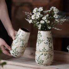 Amerykański styl wiejski ceramiczny wazon, lekka luksusowa dekoracja retro, odżywcza kompozycja kwiatowa do salonu, kwiat lotosu, satysfakcjonujący prezent