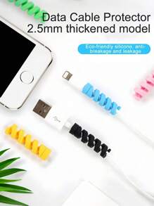 Protetor de cabos de silicone colorido, organizador de cabos - Organizador de cabos em espiral para carregadores USB e linhas de dados, durável e flexível, cabe em espaços apertados, ideal para uso doméstico e no escritório, cores variadas, capa para cabos, acessórios de armazenamento para mesa de escritório, não requer energia, organizador de mesa e gaveta para armazenamento doméstico