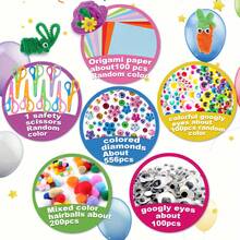 1750+ 件艺术与手工艺用品套件，包括剪纸、折纸、绒球、珠子、管道清洁器，装在便携式三层塑料艺术盒中，是送给男孩和女孩的生日礼物，圣诞工艺套装（粉色）