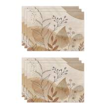 1pc/4pcs/6pcs Everyday Decor Placemats, Floral Leaf Linen Placemats, Stain Resistant Placemats, Suitable For Home, Dining Room And Restaurant, Tabletop Decoration, Home Goods