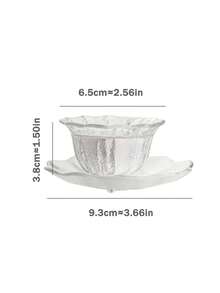 1 Bộ tách trà thủy tinh pha lê mờ chất lượng cao thiết thực tinh xảo hình cánh hoa và đĩa lót, Phụ kiện nghệ thuật trà, Đồ gia dụng - Nhiều màu - Xem 11