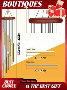 Carillones de viento para exteriores, carillones de viento de la suerte, carillones de viento clásicos, carillones de viento de 12 tubos de aluminio, carillones de viento de 23 pulgadas con melodía, carillones de viento musicales para decoración del hogar, jardines y patios