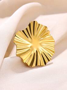 1 Stainless Steel Ruffle Open Ring, Exaggerated Summer Matching, Suitable For Daily Wear, Vacation Wear - JZ6681 - View 2