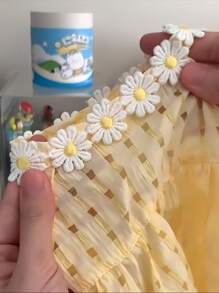 1pc High-Quality Pet Dress, PrincessStyle Light Fabric, Yellow DaisyOmbre Tutu Dress For Cats & SmalBreed Dogs, New Spring/SummerArrival