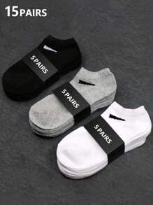 15/10/9/1 pares de calcetines unisex, calcetines deportivos, calcetines de moda, calcetines tobilleros blancos/negros/grises, colores lisos y estilo sencillo, aptos para uso casual diario