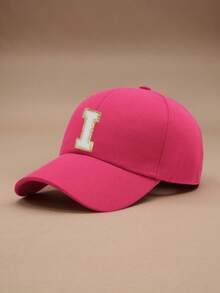 1pc Kids Black 26 Letter Baseball Cap, Gold Thread Embroidered R Design, Adjustable Snapback, Fashionable Sun Hat For Boys & Girls - Rose Red - View 42