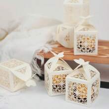 50 piezas Cajas de caramelos elegantes con corte láser con diseño de mariposa - Cajas de regalo de papel marrón para bodas, aniversarios, cumpleaños - Patrones geométricos intrincados, perfectas para obsequios de fiesta y decoración, regalos de verano, regreso a la escuela, útiles escolares, decoración de habitaciones