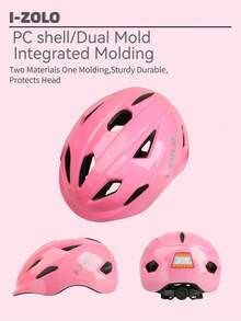 7 件儿童头盔和护具套装带 LED 灯，适用于滑板、滑板车、轮滑、自行车、平衡车等各种户外运动 - 粉色 - 查看 3
