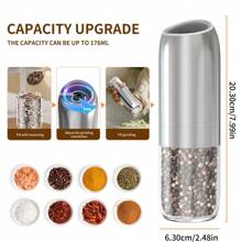 CLITON Festive Holiday Gift Set 2025 - Smart Gravity Electric Salt & Pepper Grinders With LED Light, Adjustable Coarseness (9 Stylish Colors) - Perfect Kitchen & BBQ Essential For Christmas, Birthdays - Choose Single/Twin Pack