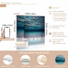 1 件帆布墙画 - 活力四射的水下海洋场景，旅行，现代，带有阳光反射，现代家居装饰，室内/室外使用，现代墙面装饰 | 活力四射的海洋场景，海洋装饰。海报，墙画，房间装饰用品 - 彩色 - 查看 5