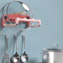 4pcs Foldable Wash Basin Holder, Wall Mount Towel Rack, No Drill, Basin Shelf, Pot Lid Rack - Multicolor - View 4