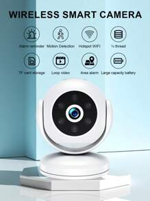Reletech [Surveillance sans fil intelligente] Caméra de sécurité domestique à rotation 360° Détection de mouvement humain + alarme de zone Batterie à grande capacité + stockage sur carte TF Connexion point d'accès WiFi Prise en charge de l'enregistrement en boucle