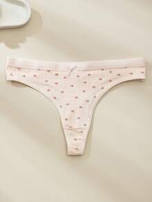 DORSU 3条装女士可爱蝴蝶结内裤 - 舒适弹力，碎花图案，低腰，柔软人造丝混纺，时尚内衣，纯棉内裤，粉色 - 彩色 - 查看 6