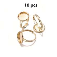 10/20 piezas de base de anillo ajustable de acero inoxidable apta para cabujones de cristal de 10/12/14/16/18/20/25 mm para hacer manualidades y joyería DIY