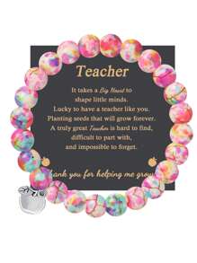1PC Valentine's Day Gift Teacher, Christmas Gift For Teacher Women, Teacher Appreciation Gifts, Graduation Gifts For Teacher Natural Stone Apple Bracelet Gifts, Beads Bracelets For Teacher's Day, Mom, Mother, Mother's Day, Gift
