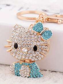 Sanrio 1 Stück Schlüsselanhänger Katze aus Strass-Legierung, Tasche/Auto Deko, kreativ