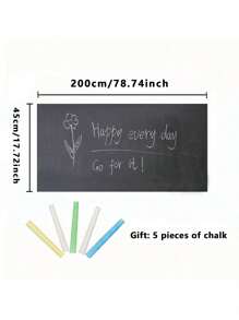 1 Roll Of Children's Graffiti Blackboard Wall Stickers, Removable, Erasable And Tearable Office Teaching Green Board Wall Stickers Blackboard Wallpaper Whiteboard Stickers, Free Five Colors Of Chalk, Durable Dry Erase Waterproof Self-Adhesive Wallpaper Message Board, Suitable For Office, School, Home