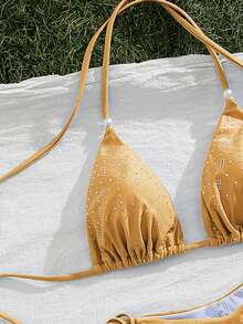 Nuevo conjunto de bikini estilo europeo y americano para mujeres - Amarillo - Ver 5