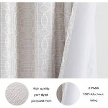 Beige And Black% Blackout Geometric Pattern Curtains, 52 Inch Wide 96 Inches Long 2 Panels, Thermal Insulated Noise Reducing Anti-Rust Grommet Drapes Bedroom Living Room,, Modern Style, Energy-Efficient - 奶油色和銀色 - 查看 4