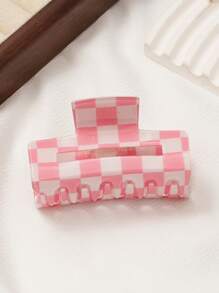 3-Piece Set Of Women's Sweet And Cute Checkerboard Grip Clips, Made Of Acetic Acid Material For Daily Commuting Fixed Hair, Classic Style Plate Hair Medium Grip Clip, Valentine's Day Couple As Gift Hair Accessories, Hair Claw, Claw Clips, Hair Jaw Clip, Hair Clutch