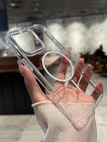 Simple Acrylic Magnetic Wireless Charging Transparent Phone Case Compatible With IPhone 17 Pro Max/17 Pro/17 Air/17/16 Pro Max/16/16 Pro/16 Plus/11/15/15 Pro/15 Pro Max/12/13/14 Pro Max/XS/XR/11 Pro/11 Pro Max/12 Pro/12 Pro Max/13 Pro/13 Pro Max/7 Plus/14 Pro/14 Pro Max/14 Plus/7 Plus/8 Plus/8/SE2/12 Mini/13 Mini, Durable And Anti-Yellowing Hard Shell