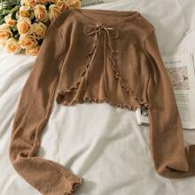 1pc Summer Women Sunscreen Cardigan Ruffle Design Sunscreen Clothing Slim Korean Style Long Sleeve Short Coat