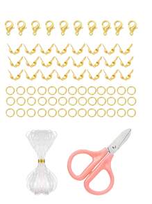 1 Box 8mm Random Color Crackle Crystal Glass Beads For Jewelry Making - Includes Glass Beads, Crystal Cord, Scissors, Spacers