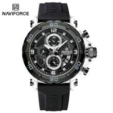 NAVIFORCE Men's Multifunctional Quartz Sport Watch Rubber Band With Night Light & Chronograph, Perfect For Business Casual/Gym/Luxury