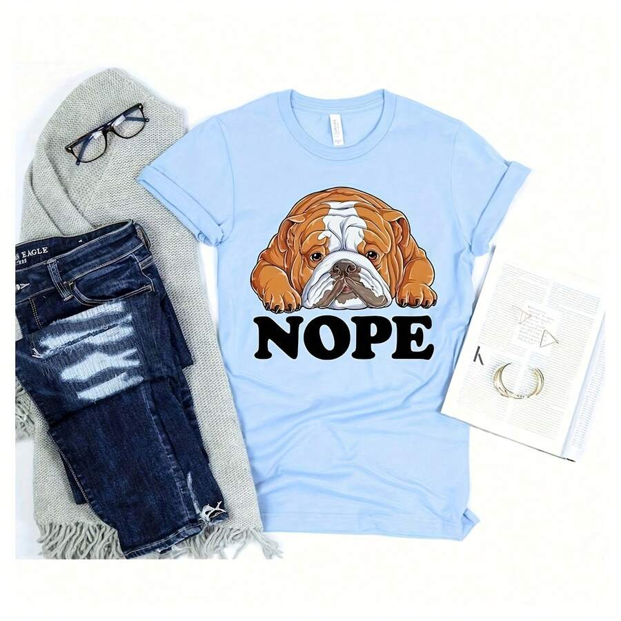 Nope English Bulldog Shirt  English Bulldogs Gift  Bull Dog Lover Gifts  Cute Funny Dogs  Mans Bestfriend  Lazy Shirts Tank Top Hoodie - White - View 1