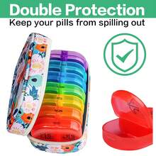 Serfeymi 7-Day Pill Organizer With Zipper Bag - Vibrant Rainbow Design, Portable Medication Storage Box For Vitamins, Fish Oil Supplements | Travel Essential, Compact Pill Case For Daily Use And Travel - Multicolor - View 8