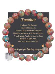 1PC Valentine's Day Gift Teacher, Christmas Gift For Teacher Women, Teacher Appreciation Gifts, Graduation Gifts For Teacher Natural Stone Apple Bracelet Gifts, Beads Bracelets For Teacher's Day, Mom, Mother, Mother's Day, Gift