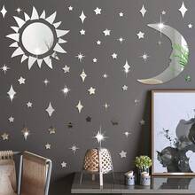 1pc Removable 3D Acrylic Mirror Surface Crystal Moon And Stars Wall Sticker, Home Decor Art Wall Decal, Suitable For Children Bedroom, Boys Girls Room, Ceiling, Bathroom, TV Background Wall Decor Room Decor Stickers Personalised Stickers - Multicolor - View 9