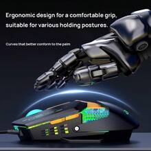 Acer Wired Mouse OMW212 Colorful Atmosphere Breathing Light E-Sports Gaming Mouse Resolution Up To 7200DPI Non-Slip Scroll Wheel Ergonomic Comfortable Feel Black And Orange