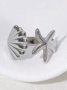 1pc Boho Ocean Style Minimalist Geometric Starfish Design Adjustable Toe Ring For Women