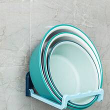 4pcs Foldable Wash Basin Holder, Wall Mount Towel Rack, No Drill, Basin Shelf, Pot Lid Rack - Multicolor - View 1