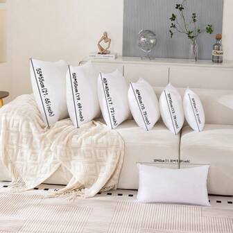 1 Pc/2 Pcs White Pillow Core, Pillow Cushion In Multiple Sizes, Microfiber Filling, Pure White Square Pillow, Simple And Stylish, Suitable For Home Decoration, Living Room Sofa, Bedroom, Outdoor Halloween, Christmas Decoration.