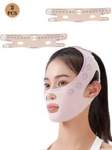 2 piezas Máscara de elevación facial en forma de V, se puede usar para dormir, hacer ejercicio y yoga, reutilizable