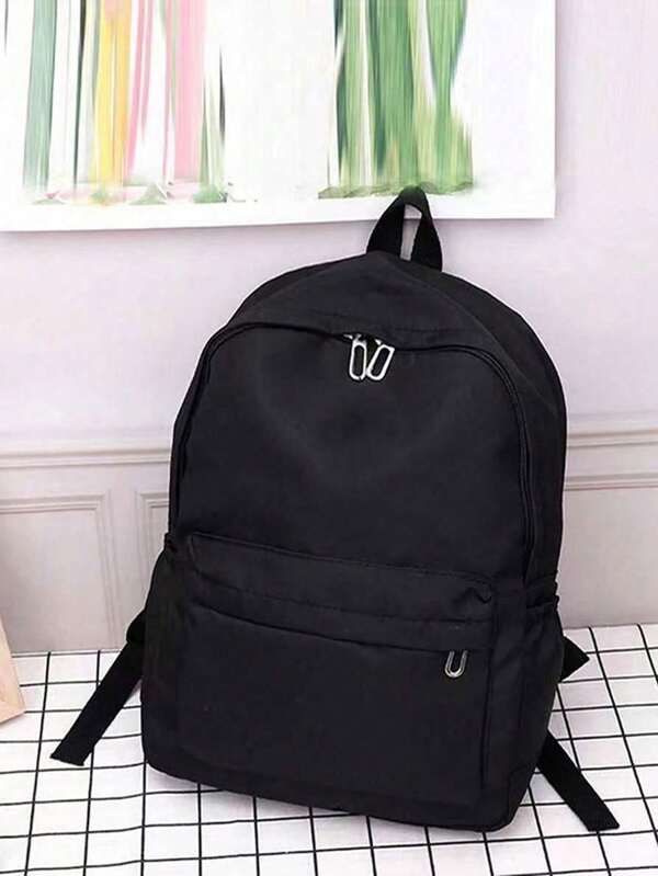 1 pieza Mochila de moda de unicolor, diseño espacioso y versátil, adecuada para hombres, mujeres, uso casual, ir al trabajo, escuela