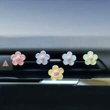 7 bucăți cleme de mașină cu flori strălucitoare - design colorat cu margarete, decor pentru aerisire auto, potrivite pentru femei - adaugă o senzație proaspătă interiorului mașinii dvs., accesorii drăguțe pentru mașină