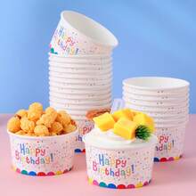 10/24pcs Disposable Birthday Ice Cream Cups, Disposable Party Supplies, Ice Cream Cups, Cake Cups, Ice Cream Paper Bowls, Popcorn Cups, Suitable For Parties, Gatherings, Movie Theaters, Birthday Parties, Weddings, Picnics - Multicolor - View 3