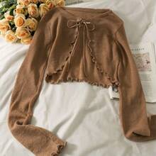 1pc Summer Women Sunscreen Cardigan Ruffle Design Sunscreen Clothing Slim Korean Style Long Sleeve Short Coat