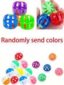 5 piezas de juguetes para pájaros con campana y pelota de plástico interactiva en colores aleatorios - Multicolor - Ver 18