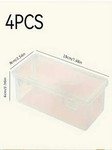 4pcs Oversize Transparent PP Storage Boxes With Lids, Lightweight, Unfinished Surface, Suitable For Office & School Supplies, Pens, Pencils, Markers, Makeup Brushes, Etc.