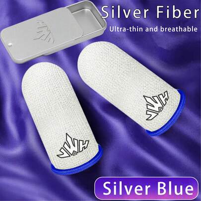 Newly Upgraded Anti-Slip Anti-Sweat Gaming Gloves With Metal Tin Box, Silver Fiber Suitable For Mobile Game Controllers Thumb Sleeve, Ultra-Thin Touchscreen Specific Gaming Player Thumb & Finger Sleeve Suit For All Mobile Games