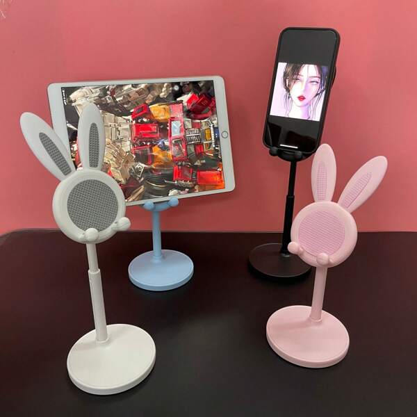 Cute Rabbit Phone Holder, Adjustable Desktop Tablet Stand, Universal Slouchy Bracket Extendable Mount