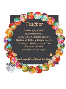 1PC Valentine's Day Gift Teacher, Christmas Gift For Teacher Women, Teacher Appreciation Gifts, Graduation Gifts For Teacher Natural Stone Apple Bracelet Gifts, Beads Bracelets For Teacher's Day, Mom, Mother, Mother's Day, Gift