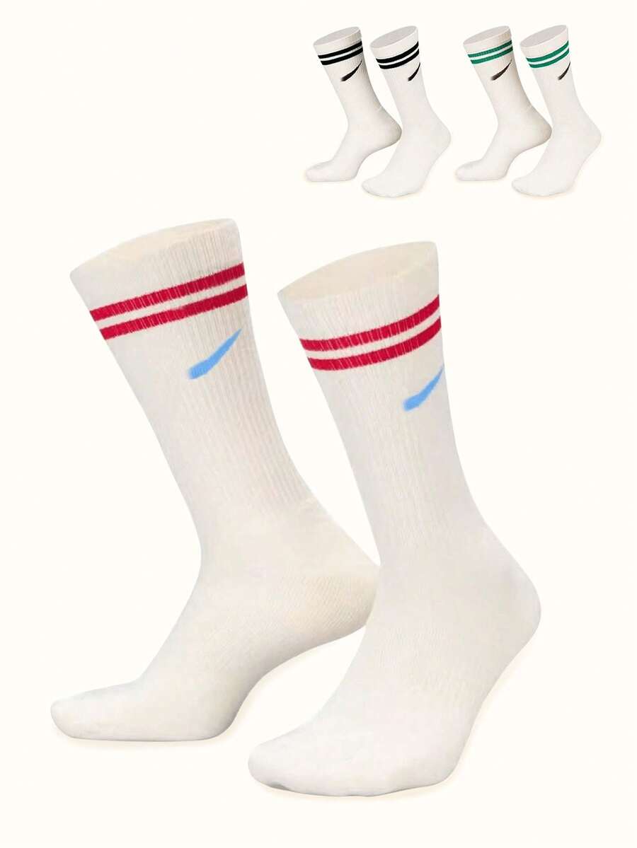 1/3/5 Pairs Women Cartoon Sunflower & Bee Pattern Cute Crew Socks For Daily Use - Multicolor - View 1