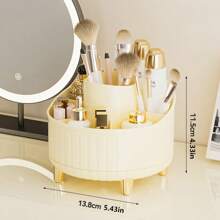 1pc Desktop Rotating Makeup Storage Box, Stationery Storage Box, Pen Holder, Cosmetics Display Rack, Multifunctional Makeup Brush Storage Bucket, Skincare Product Storage Box, Plastic Makeup Brush Storage Box