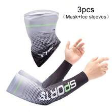 3pcs Gradient Color Ice Silk Arm Sleeves With Thumb Hole - Windproof, Sun Protection, Quick-Dry, Breathable Polyester For Cycling, Running, Hiking, Fishing & Outdoor Sports