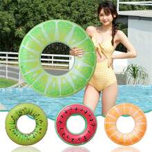 1 pieza Flotador inflable con forma de fruta grueso para fiestas en la piscina, flotadores de piscina de verano - kiwi - Ver 6